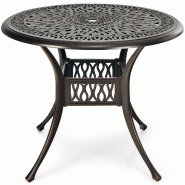 Helloshop26 - Table de patio ronde 91 x 72 cm à manger avec trou pour parasol et design élégant en aluminium noir 20_0018343 - noir aluminium 30002
