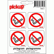 Pictogramme autocollant - Interdiction de fumer - 4,7 x 4,7 cm - par 4 - vinyle résistant aux intempéries