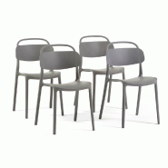 RATTATAN Lot de 4 chaises empilables pour intérieur et extérieur en résine, avec poignée intégrée, pour cuisine, jardin, bar et restaurant - Bre