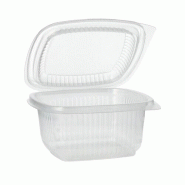 Starpak 900 gobelets d'emballage avec couvercles à charnière, PP rectangulaire 500 ml 6,3 cm x 12,5 cm x 13,1 cm transparent - transparent plastique