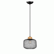 Suspension Led métal et bois culot E27 18 cm - Trio - Calimero - noir 4017807489484