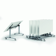 Table de réunion abattante sur roulettes. - Anthracite, Blanc, 140 x 80 cm_0