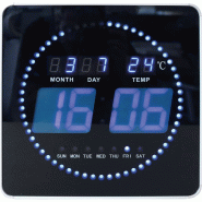 UNILUX Pendule murale Flo Led, sur secteur, 28 x 28 cm, coloris noir - 400124566