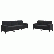 VidaXL Ensemble de canapés 2pcs et coussins et traversins noir velours Modèle Cormelis - 3278496