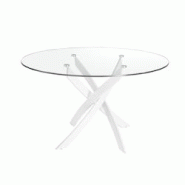 AC ANGEL CERDA Angel Cerdá Table à manger ronde verre trempé et acier blanc 1138C Ø140 x 75 - blanc verre 8435631028970 AC ANGEL CERDA Angel Cerdá Table à manger ronde verre trempé et acier blanc 1138C Ø140 x 75 - blanc verre 8435631028970