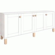 Buffet 4 portes en aggloméré Bohemian blanc Hanah Home - blanc 8684283882267 Buffet 4 portes en aggloméré Bohemian blanc Hanah Home - blanc 8684283882267