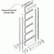 Chapeau de gondole - L70cm - Blanc 9003 - Acier