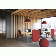 Cloison amovible semi vitrée - 80-cm,plexi-melamine,roulette_0