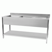 Cuistance Plonge evier avec sous tablette 1800 x 600 x 950 mm - Egouttoir à droite - inox STSK186R