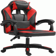 Décoshop26 - Chaise de bureau gaming dossier inclinable 130° sur roulettes avec accoudoirs en similicuir noir et rouge et plastique 10_0006957 - rou