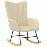 Décoshop26 - Fauteuil à bascule d'allaitement rembourré relax pour salon en tissu crème capitonné DEC028915 - beige 3000257118869