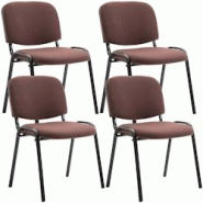 Décoshop26 - Lot de 4 chaises visiteur empilable zone d'attente en tissu marron piètement à 4 pieds en métal noir 10_0003191 - marron 3000251447125 Décoshop26 - Lot de 4 chaises visiteur empilable zone d'attente en tissu marron piètement à 4 pieds en métal noir 10_0003191 - marron 3000251447125
