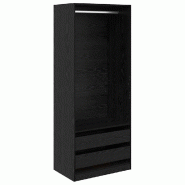 Helloshop26 - Armoire moderne de rangement 80 x 50 x 203 cm avec 2 tiroirs style minimaliste en bois d'ingénierie chêne noir 02_0056114 - noir Bois