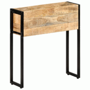 Helloshop26 - Jardinière bac lit surélevé plantes fleurs terrasse jardin 60 x 20 x 68 cm bois de manguier brut noir 02_0037689 - noir Bois massif 3