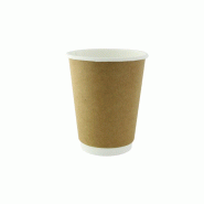 Nvase ECOLOMIQUE - 6 Pcs - Gobelet carton laminé PLA double paroi kraft 340 ml Ø 90 mm 90 x 58 x 110 mm - marron en carton NVS8NPGCDW12K