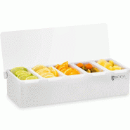 Royal Catering - Royal Catering Boite À Condiments Et À Épices Bac RCCBP 5 (Acier inoxydable, 5 bacs, Contenance de chaque bac : 450 ml, Couvercle