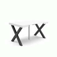 SKRAUT HOME Table console extensible, 140, Pour 6 personnes, Pieds bois massif, Blanc - blanc Bois manufacturé 163_25