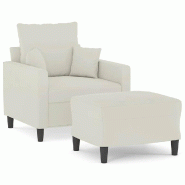 VidaXL Fauteuil avec repose-pied Crème 60 cm Velours Modèle Orion Studio - 3201105