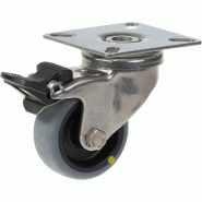 Roulette pivotante/frein de 50 mm en acier inoxydable avec thermocouple conducteur d'électricité gris Roulette pivotante/frein de 50 mm en acier inoxydable avec thermocouple conducteur d'électricité gris