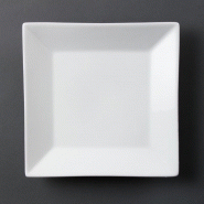 Boîte de 12 assiettes carrées à bords larges blancs 250 mm - olympia