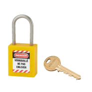 Cadenas de consignation loto lockout tagout 38 mm anse inox ø 4,76 jaune