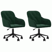 Chaises pivotantes à manger lot de 2 Vert foncé Velours Modèle Orion Master Pro - 3103423