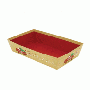 Corbeille carton rectangle "Classic" Joyeuses Fêtes 33x20x7cm - par 30