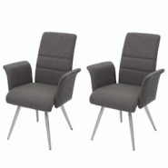 Décoshop26 - 2x chaises de salle à manger cuisine avec accoudoir tissu et acier inoxydable gris-brun 04_0000403 - gris 3000253508985 Décoshop26 - 2x chaises de salle à manger cuisine avec accoudoir tissu et acier inoxydable gris-brun 04_0000403 - gris 3000253508985
