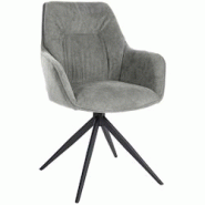 Décoshop26 - Chaise de salle à manger pivotant avec accoudoirs x1 en tissu gris et piètement en métal noir 10_0002044 - gris 3000250805148 Décoshop26 - Chaise de salle à manger pivotant avec accoudoirs x1 en tissu gris et piètement en métal noir 10_0002044 - gris 3000250805148