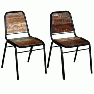 Décoshop26 - Lot de 2 chaises de salle à manger cuisine style industriel bois de récupération solide CDS020284 - Bois massif 3001073699785