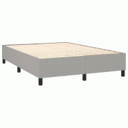 Décoshop26 - Sommier à lattes sur pieds cadre de lit 140x200 cm tissu gris clair TDL0207194 - gris 3001171988002