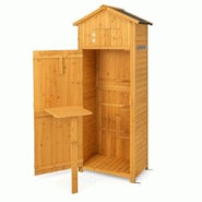 Helloshop26 - Armoire de jardin en bois imperméable avec toit abri de jardin avec table pliable étagères et 8 crochets 75 x 50 x 20_0007049 - 30002 Helloshop26 - Armoire de jardin en bois imperméable avec toit abri de jardin avec table pliable étagères et 8 crochets 75 x 50 x 20_0007049 - 30002