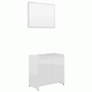 Helloshop26 - Ensemble de meubles de salle de bain blanc brillant 60 x 33 x 61 cm avec miroir chic design épuré en bois d'ingénierie 02_0047734 - b
