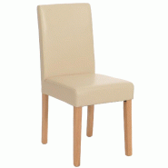 Mendler Chaise de salle à manger Littau, chaise de cuisine, cuir ~ crème, pieds clairs - beige cuir 74366