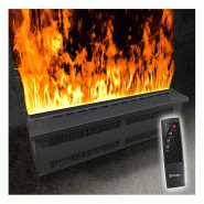 PURLINE Cheminée décorative avec flamme orange simulée FIRECOOL ORANGE 70 - noir métal 8436607026679