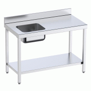 Table inox de préparation avec bac à gauche et étagère P 600 mm | Distform - 2400_0