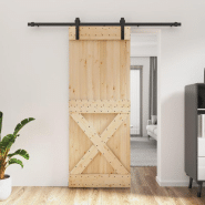 Vidaxl porte coulissante et kit de quincaillerie 80x210 cm pin massif 3202999 Vidaxl porte coulissante et kit de quincaillerie 80x210 cm pin massif 3202999