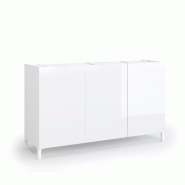 AQA Design Buffet 3 portes ALVEA en mélamine marbre calacatta / blanc brillant L.130 P.40 H.84 MP07050 - multicolore Bois manufacturé MP07050
