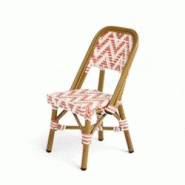 Bistromania Chaise de terrasse ALMA Mini - Tressage rose et blanc - EA177 Bistromania Chaise de terrasse ALMA Mini - Tressage rose et blanc - EA177