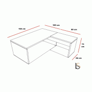Bureau de direction avec retour TAK - Mobel Linea - 160, Blanc_1