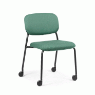 Chaise "HENS" - Assise fixe + Dossier bas, Roulettes, Sans