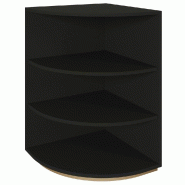 Comptoir angle arrondi 90 degrés - P60xH93,8cm - mélaminé noir - 2 tablettes