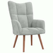 Décoshop26 - Fauteuil lounge chaise de canapé design moderne en velours gris clair et bois DEC026677 - gris Bois massif 3000255948994