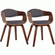 Décoshop26 - Lot de 2 chaises de salle à manger design scandinave en tissu gris clair et structure en bois foncé 10_0001728 - gris 3000250639187 Décoshop26 - Lot de 2 chaises de salle à manger design scandinave en tissu gris clair et structure en bois foncé 10_0001728 - gris 3000250639187