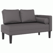 Décoshop26 - Méridienne chaise longue canapé pour intérieur avec coussins en PVC gris DEC026082 - gris 3000255610280