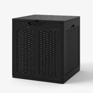 Helloshop26 - Coffre de rangement extérieur 145 litres table d'appoint et siège supplémentaire moderne en PP noir 20_0011479 - 3000226745164