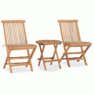 Helloshop26 - Mobilier à dîner d'extérieur pliable avec coussin 3 pièces teck 02_0014727 - Bois massif 3000137981538