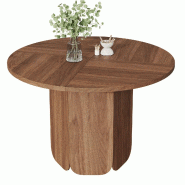 Merax table à manger ronde 120 cm, pour 4-6 personnes, design scandinave, MDF, aspect noyer - Bois manufacturé N634P462231A