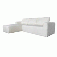 Oviala Business Oviala Canapé d'angle 4 places bouclette avec méridienne gauche  écru - blanc polyester 114185