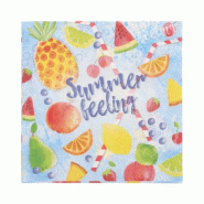 Serviettes, 3 plis pliage ¼ 33 cm x 33 cm "Summerfeelings" (200 unités) PAPSTAR - multicolore papier 37102